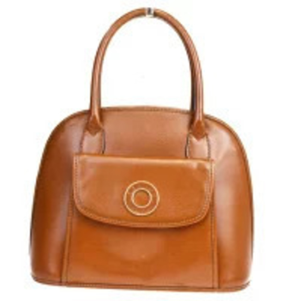 Celine Handbag Circle Lizard Embossed Brown Leather